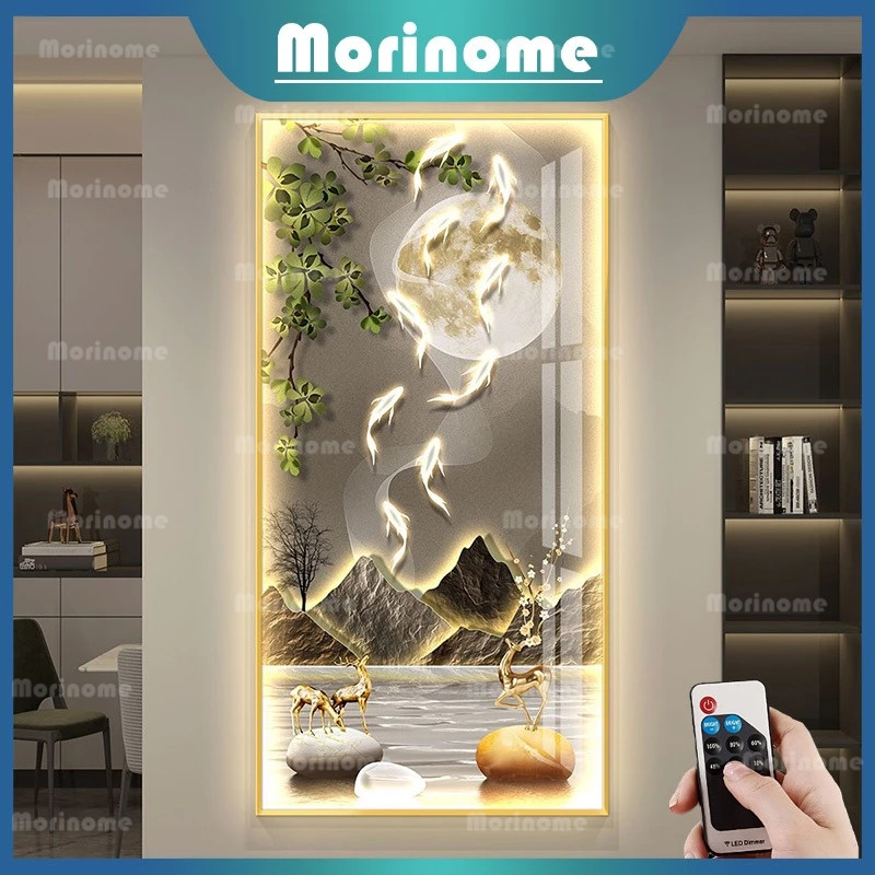 Garansi&CODLampu dinding Ruang Tamu Modern Minimalis Rusa Emas lukisan krystal porselin 5d luxury