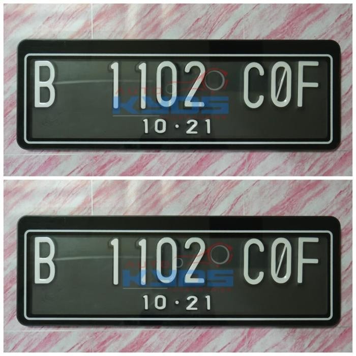 COVER DUDUKAN TATAKAN TEMPAT PLAT NOMOR MOBIL + MIKA ACRYLIC AKRILIK TANPA LAMPU WARNA HITAM BAHAN