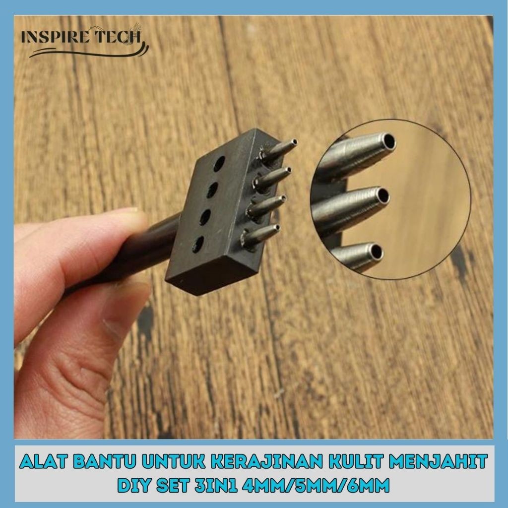 

Alat Pembolong Kulit 3 in 1 Leathercraft Hole Punches Tool 4mm 5mm 6mm