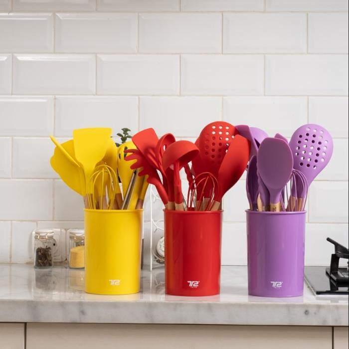 SUTIL SILICONE 1 SET 12 PCS TRITU/ SPATULA SILIKON MEMASAK WADAH BULAT