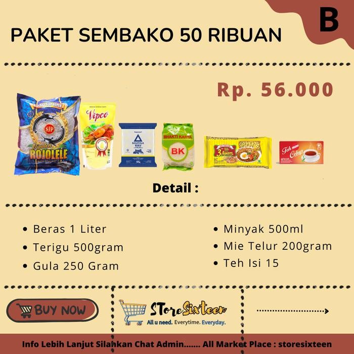 

Kirim,HariYgSama- PAKET SEMBAKO 50 RIBUAN B / PAKET SEMBAKO MURAH By Storesixteen