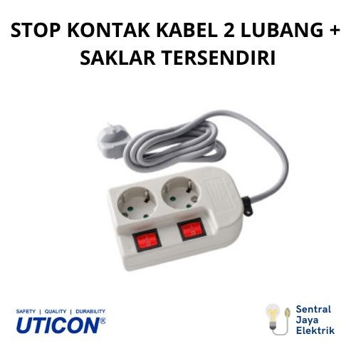 STOP KONTAK KABEL 2 LUBANG + SAKLAR TERSENDIRI ST-1282SW UTICON