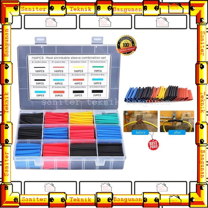 JT READY SOLATIP BAKAR 750 PCS HEAT SHRINK TUBE SELANG ISOLASI BAKAR SET