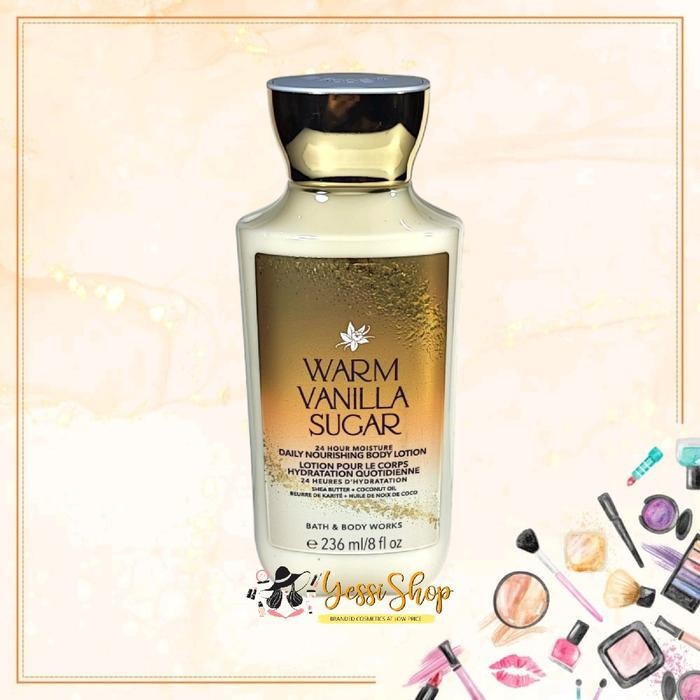 ready stok bbw body lotion warm vanilla sugar 236ml (original counter + bpom resmi) original