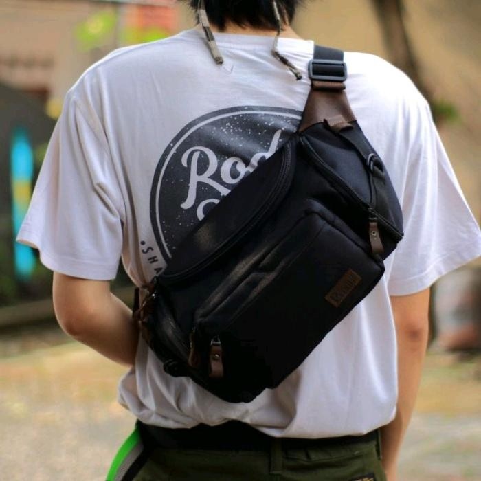 ORIGINAL PREMIUM Tas Waist Bag Water Proof Pria&Wanita saingan eiger Kombinasi Kulit Asli DIstro