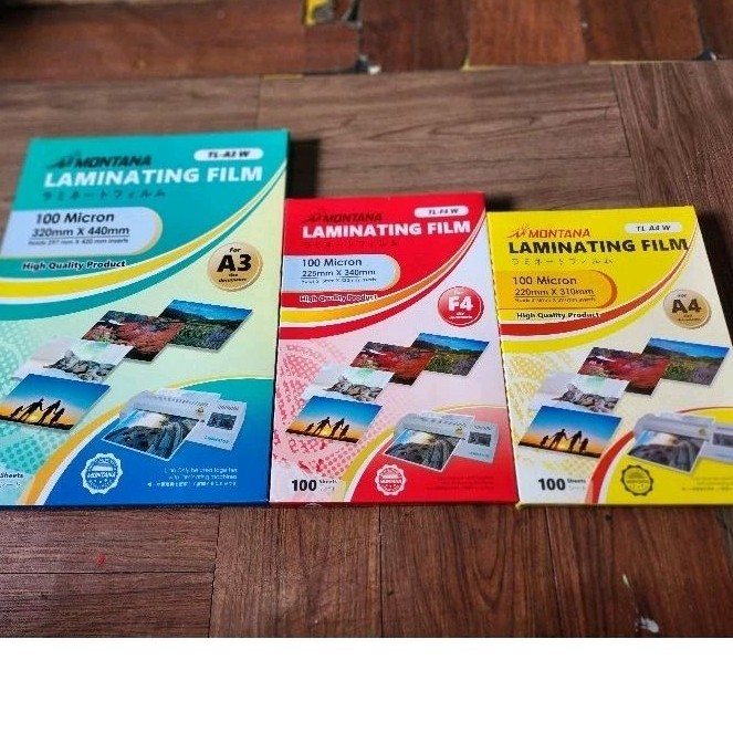 

PLASTIK LAMINATING FILM A4 / F4 / A3 MONTANA ( 100 lembar 100 micron )
