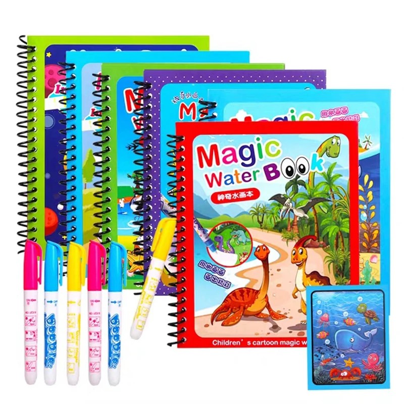 

Children Early Education Toys Magical Book With Pen Water Drawing Montessori Toys Gift Reusable