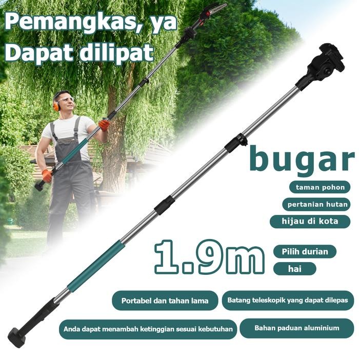 Chainsaw Cordless Dahan Ranting Pohon Tinggi 6 Inci 1.9M Mesin Chainsaw Mini Listrik Brushless 9900W