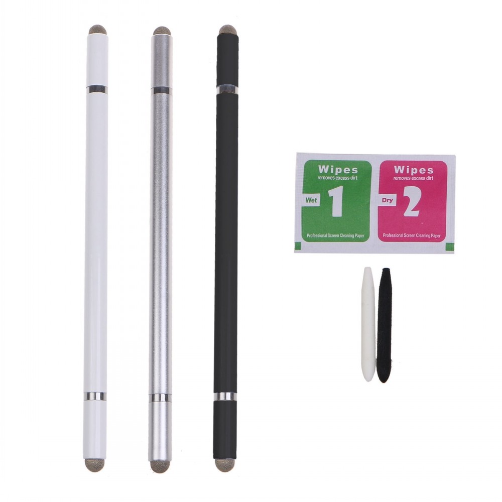 

4 In 1 Round Dual Tips Capacitive Screen Touch Pen Dual Heads Ends Metal Stylus For Mobile Phone