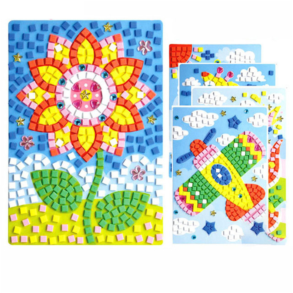 

2020 Creative Kids Game Diy Kits 3D Mosaics Puzzle Stickers Eva Foam Drawing Early Educational Toys