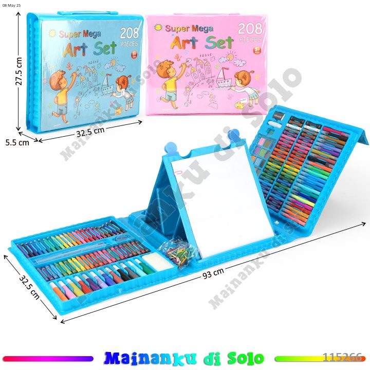 

[Mainanku] Mainan Alat Mewarnai Crayon Set 208 Pcs Super Mega Art Set Koper RANDOM WARNA