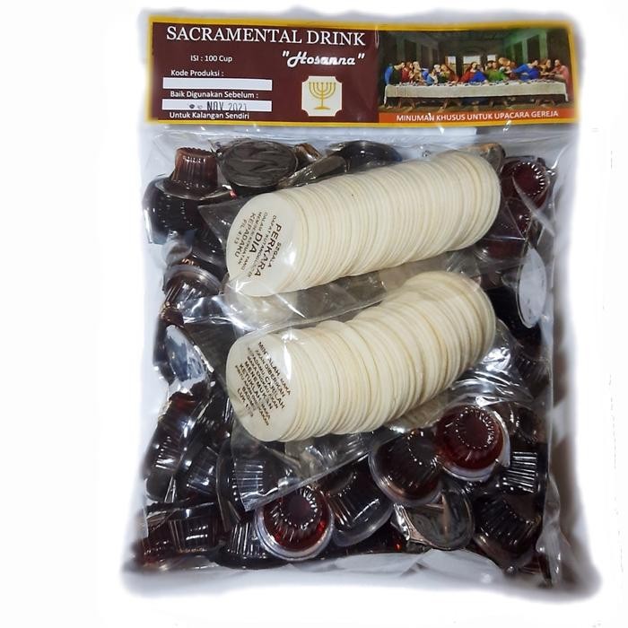 

Anggur Perjamuan Cup + HOSTI AYAT BESAR Isi 100pcs merk Hosanna