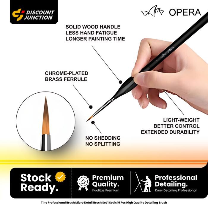

ready stok opera micro detail paint brush set, 6 tiny professional brush original