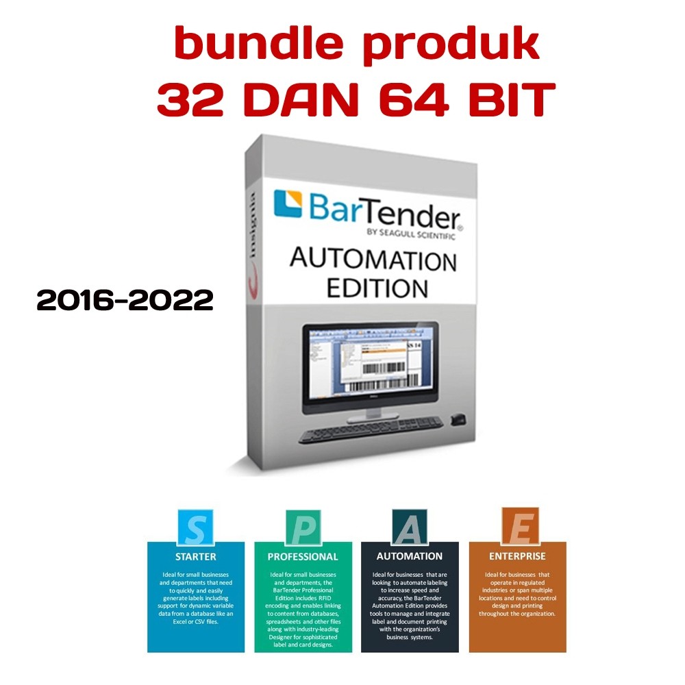 BUNDLE Software barcode BarTender Enterprise 2016-2022 (32dan64)