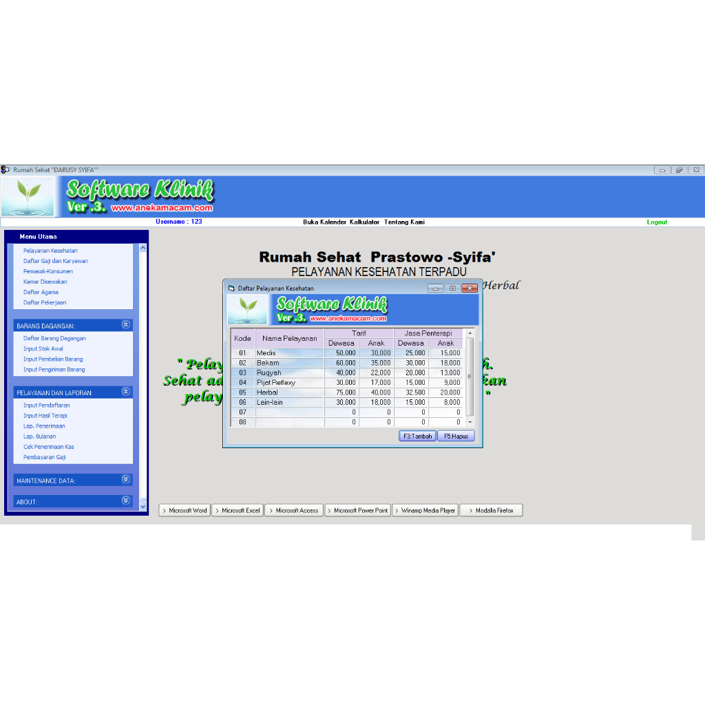 Software klinik rekam medik /Praktek dokter