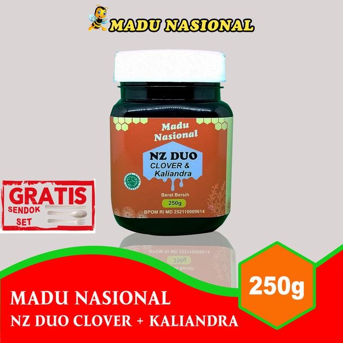 

Terlaris- Madu Nasional Nz Duo Clover Kaliandra 250Gr Extra Propolis Polen -Gratisongkir