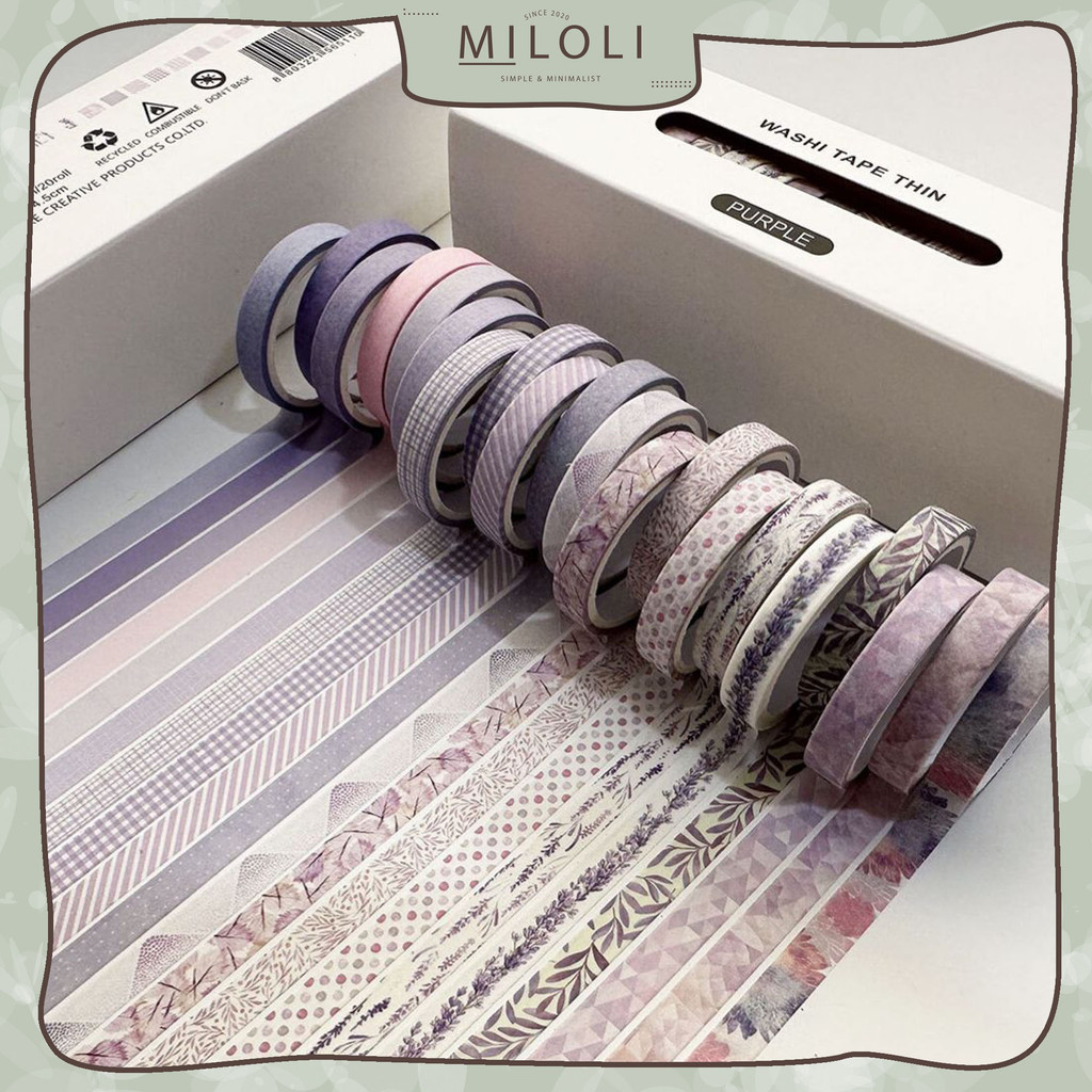 

[MILOLI] 20 Rolls WASHI TAPE THIN Washi Tape Deco Masking Tape Jurnal DIY Scrapbook - A0065