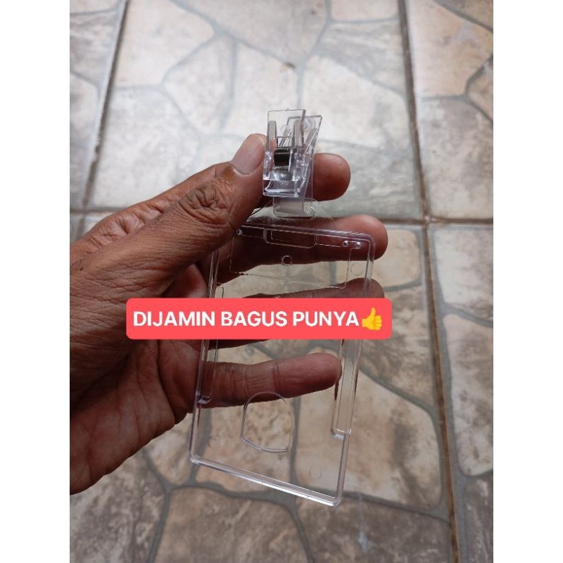 

Tempat ID Card Name Tag acrylic bening akrilik import plus jepitan penjepit idcard transparant