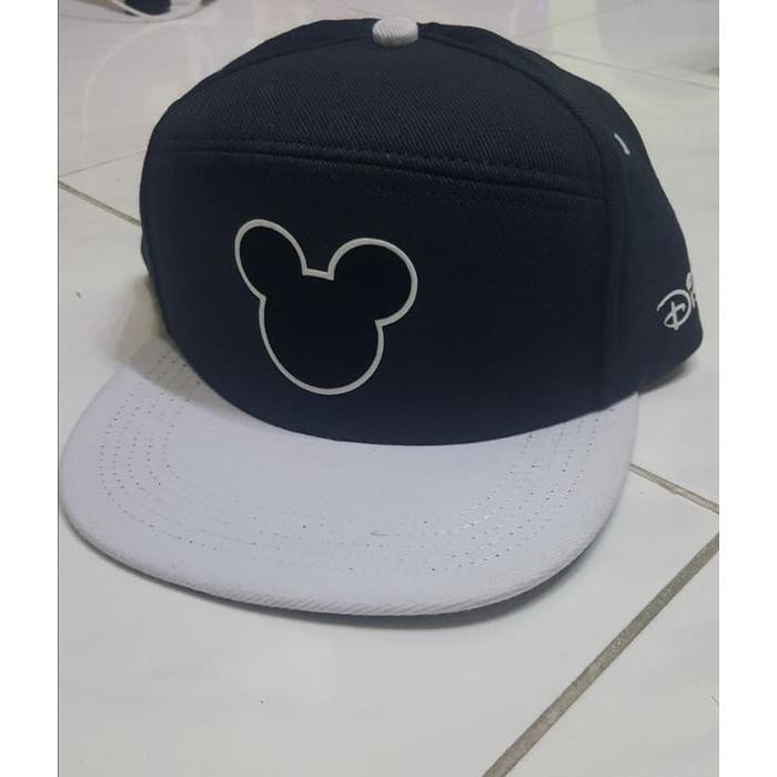 Topi Snapback Mickey Mouse/Pria Wanita/Hitam,Putih,Disney,Sporty #Gratisongkir