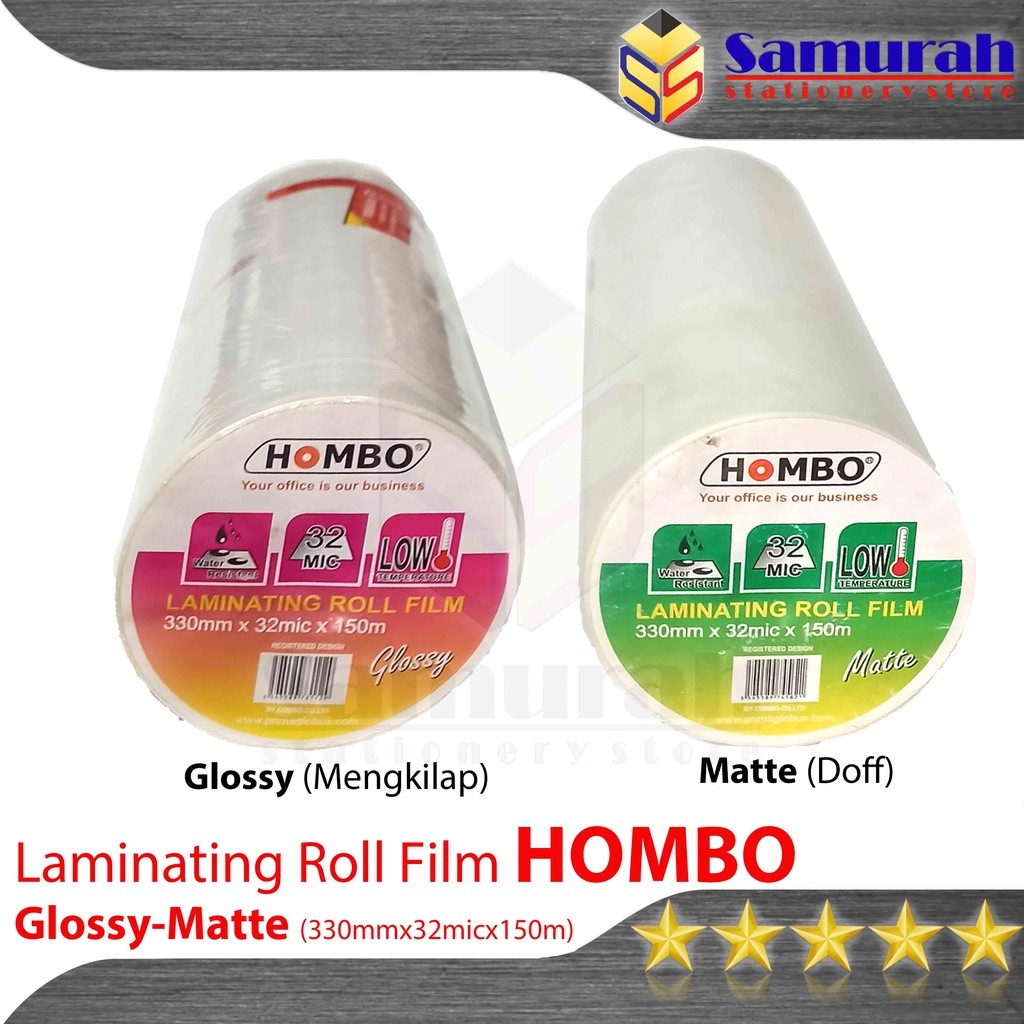 

Plastik Laminating Roll Hombo Glossy - Matte / Doff 32 Micron - isi 100 lembar 320 mm Panjang 150