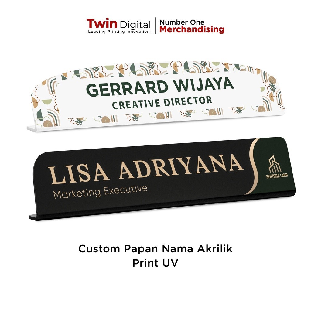 

Twindigital Custom Papan Nama Meja Eksklusif Akrilik - Desk Name Plate Acrylic Print UV