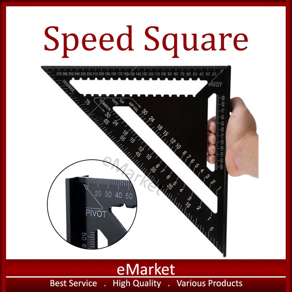 

Speed Square Aluminium / Penggaris Siku Sudut Segitiga / Right Angle Kayu