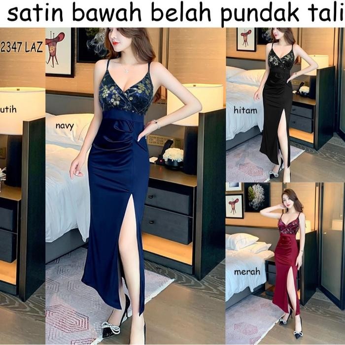 GAUN PESTA/GAUN FASHION BAHAN SATIN