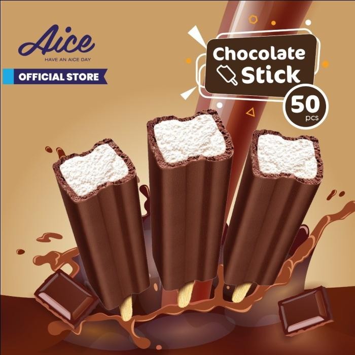 

NewZbgt- Aice Ice Cream Chocolate Stick 40g Es Krim (1 karton = 50 pcs) Eskrim