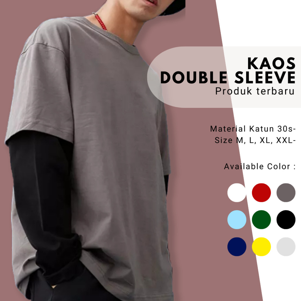Kaos Polos Double Layer [OVERSIZE] Tangan Panjang Bahan Katun 30s / Double Layer Long Sleeve