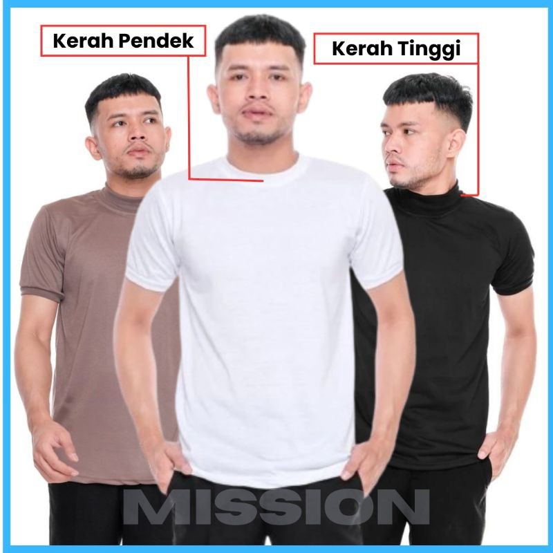 Kaos Polos Pria Dinas Satpam Security Polisi TNI PNS Kaos Dalaman Warna Putih Kerah Tinggi Lembut