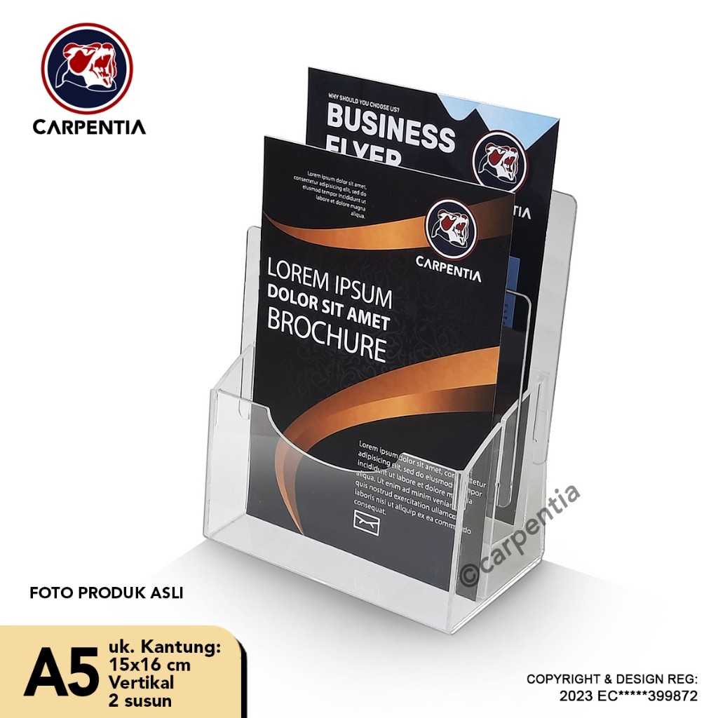 

Carpentia Tempat Brosur Akrilik 2 Tingkat uk. A5 - Display Flyer Tipe E 2 Susun