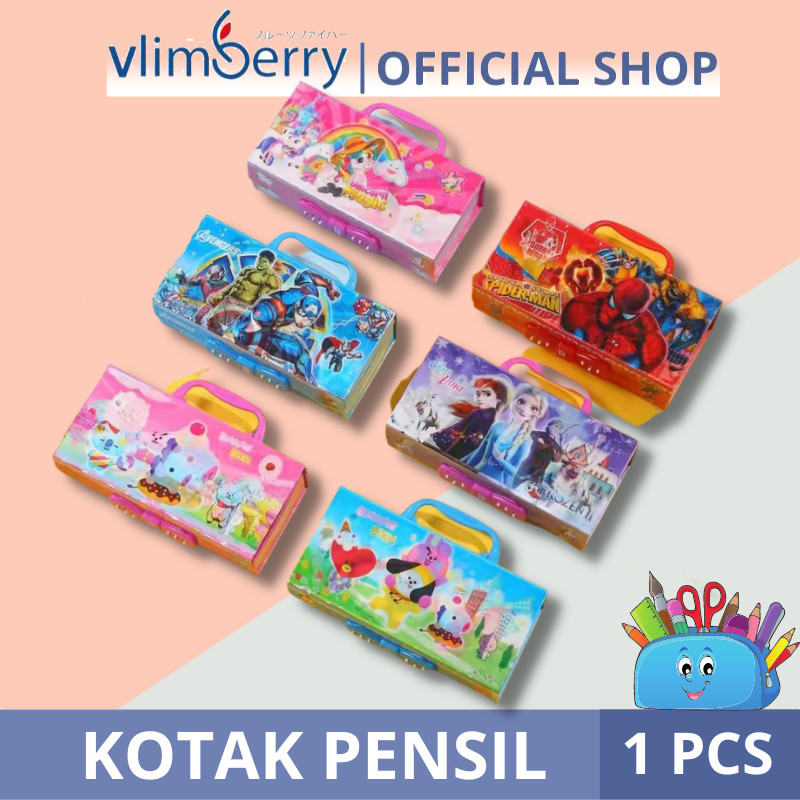 

VLIMBERRY Kotak Pensil Kode 3 Tingkat Metalik 3D Tempat Pensil Kode Password 3 Dimensi