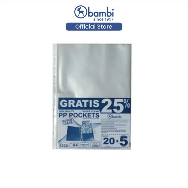 

PP Pocket/Sheet Protector A4 Bambi 5220 ( 1bks/25sheet )