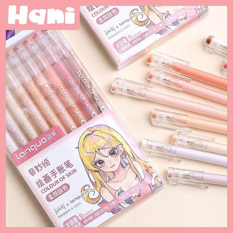 

Pulpen Gel Warna Warni ( 1set/9warna ) / Morandi Gel Pen / Pulpen / Pen / Pena / Bolpoin / Pastel