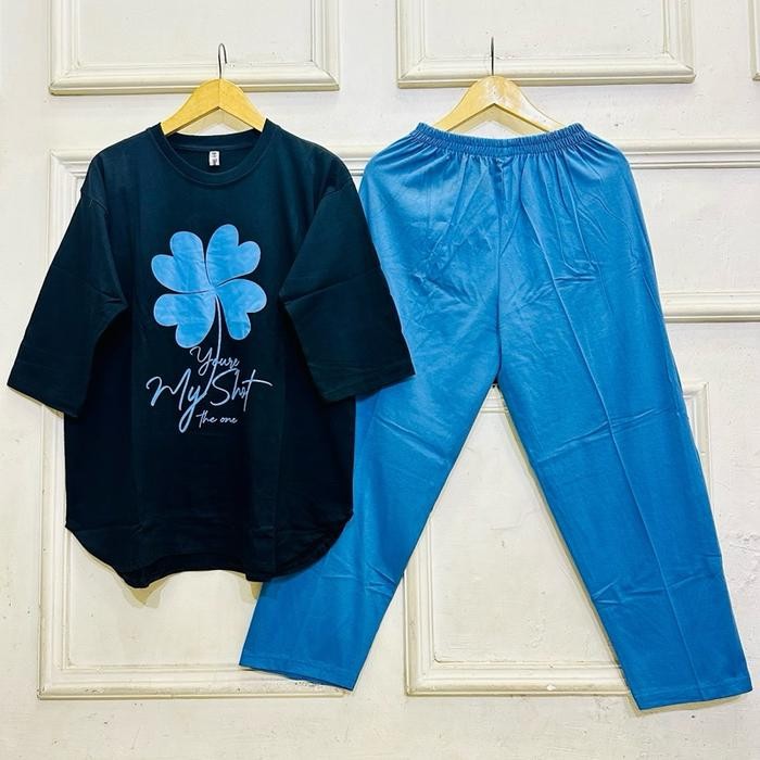 Syamira- Setelan Celana Baju Combed Jumbo Melar Aurel Set Kekinian Wanita Dewasa Karet Pinggang -