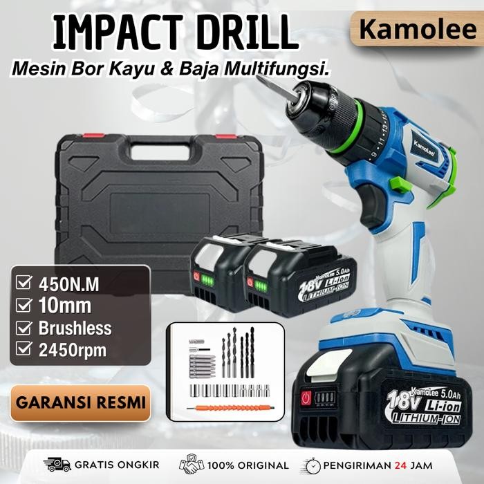 Kamolee Mesin Bor 10mm Brushless Lithium Power Drill