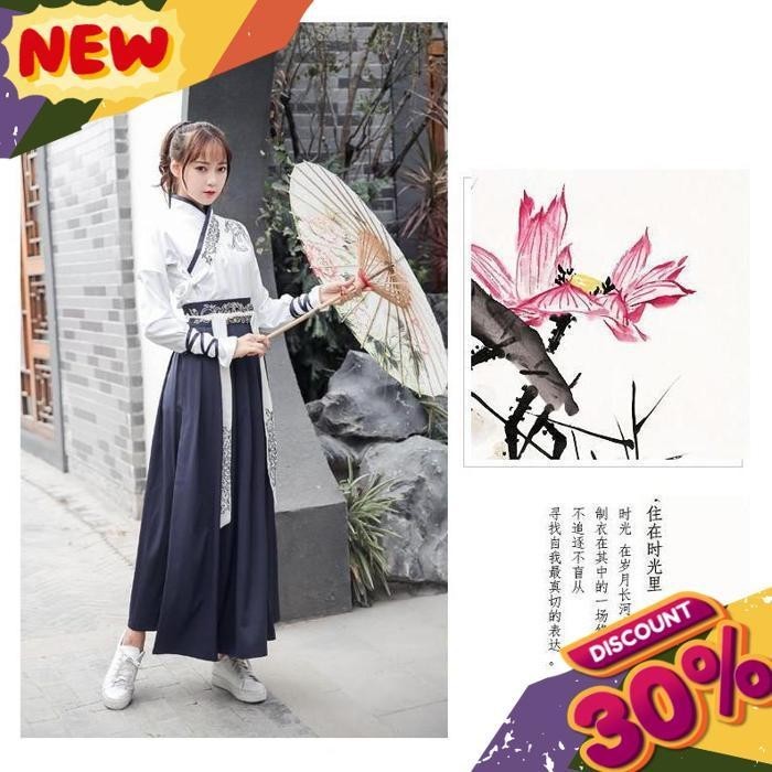 Terbaru Promo Cc-127 Hanfu Unisex Wanita Pria Baju Tradisional Cina Han Yukata Kimono Warrior