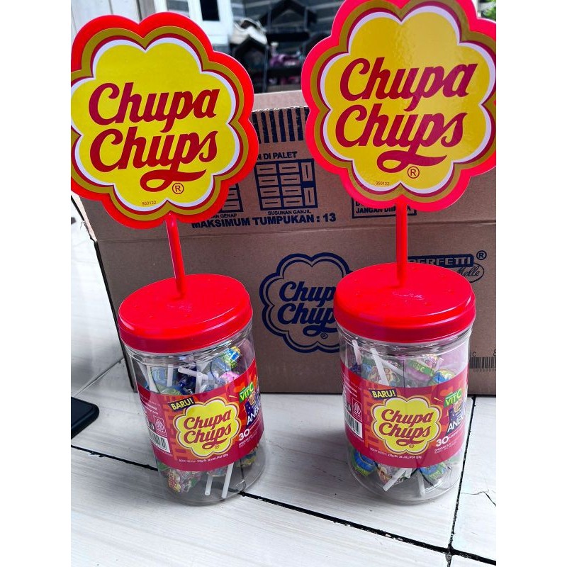 

Sajiandapur Permen Chupa Chups Lollilop 1 Toples Isi 30Pcs