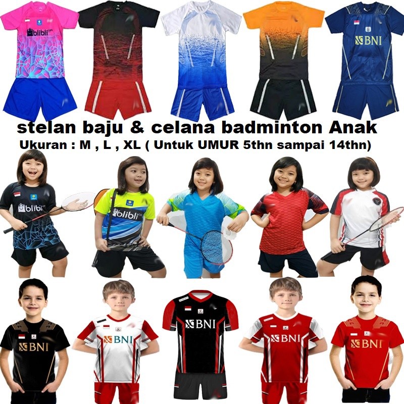Baju Badminton anak / stelan Badminton anak / kaos Badminton anak WE