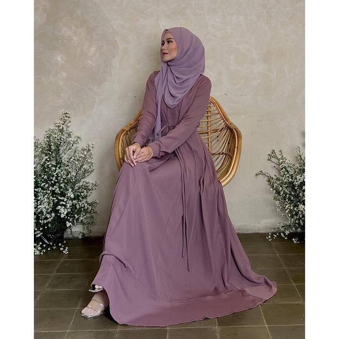 Layali- Evolvere-Nada Dress Sahara Platinum Gamis Polos Elegant Busuui Friendly