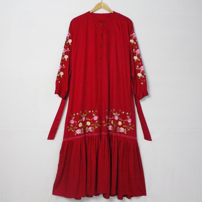 Layali- Gamis wanita Rosalinda katun rayon twill premium bordir tasik