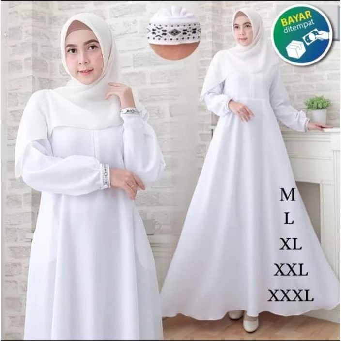 Layali- Gamis Putih Polos Dewasa Gamis Syari Gamis Maxy Terbaru Dress Remaja terbaru 2024 Baju