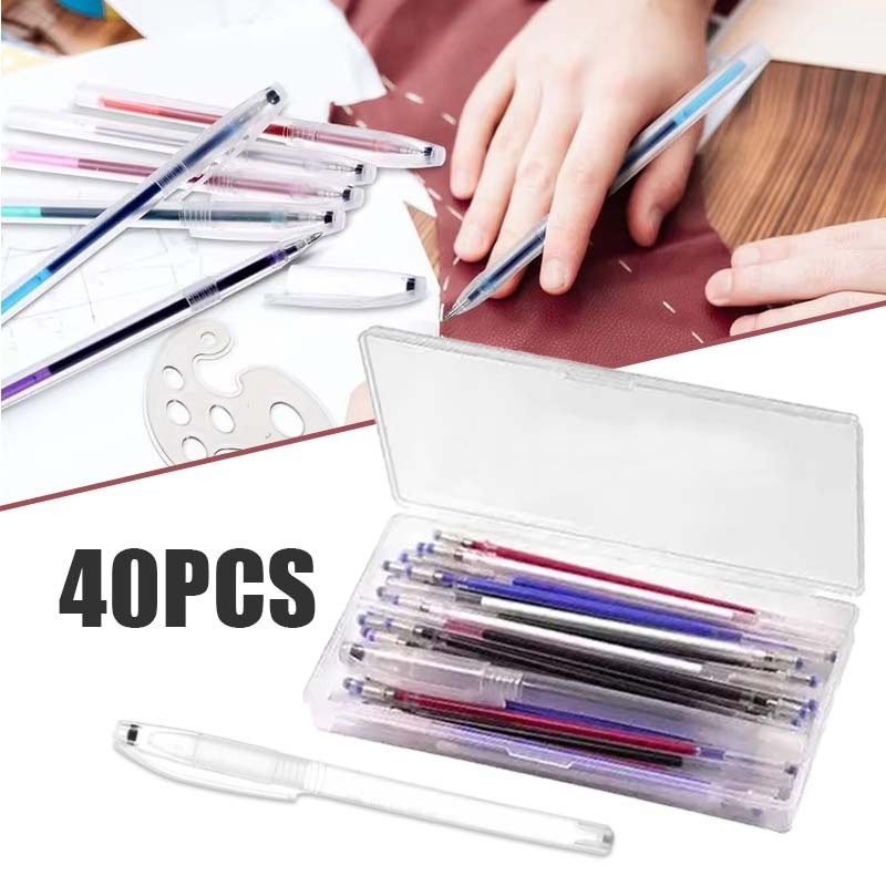 

UM1 40pcs Tinta+ 1 Case Pen Heat Erasable Pulpen Heat Erasable Pen Anti Panas Pulpen Pola Jahit