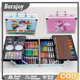 

Crayon Set 145pcs Koper Aluminium Besi Krayon Pensil Warna 145 Pcs Box Alat Lukis Anak Koper Set