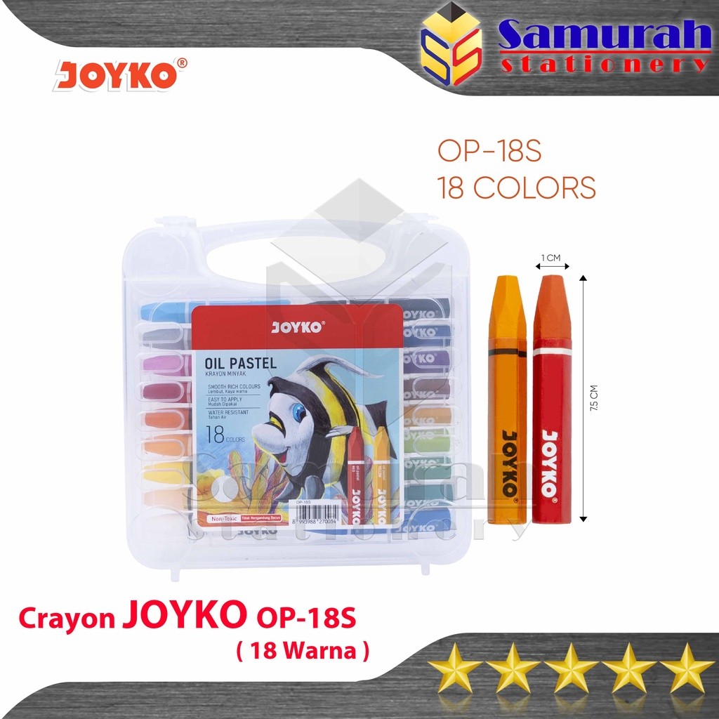 

Crayon Joyko OP-18s / Krayon Minyak isi 18 Warna / Oil Pastel OP 18S For Drawing Water Resistant -