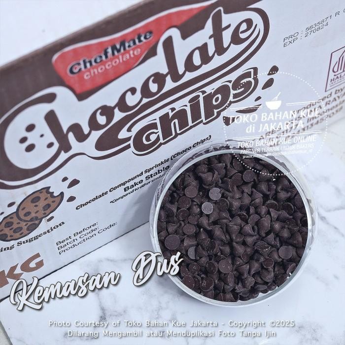 

Chefmate Chip Dark 1kg Cokelat Compound Chocolate Chips Chocochip