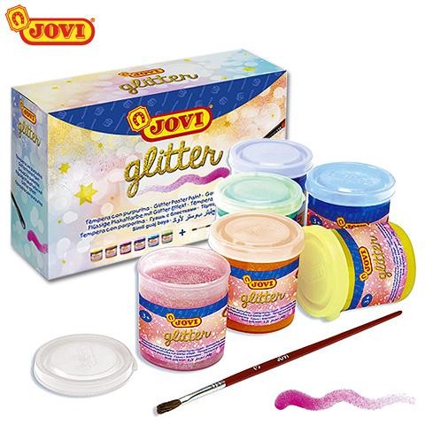 

TERLARIS Jovi liquid tempera multi colours glitter poster paint box with 6 bott