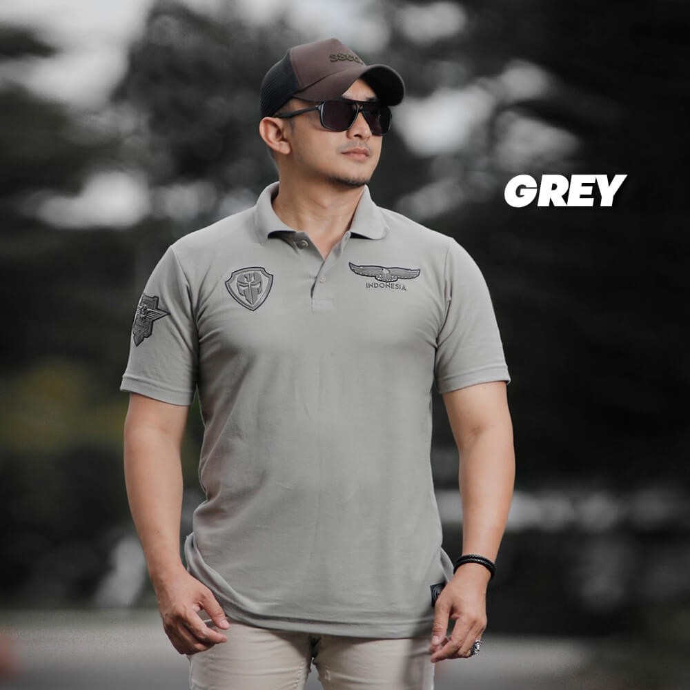 KAOSBOS.ID Polo Shirt Tactical Abu Pria Kaos Hijau Army Coklat Baju Tactical Lengan Pendek Kaosbos