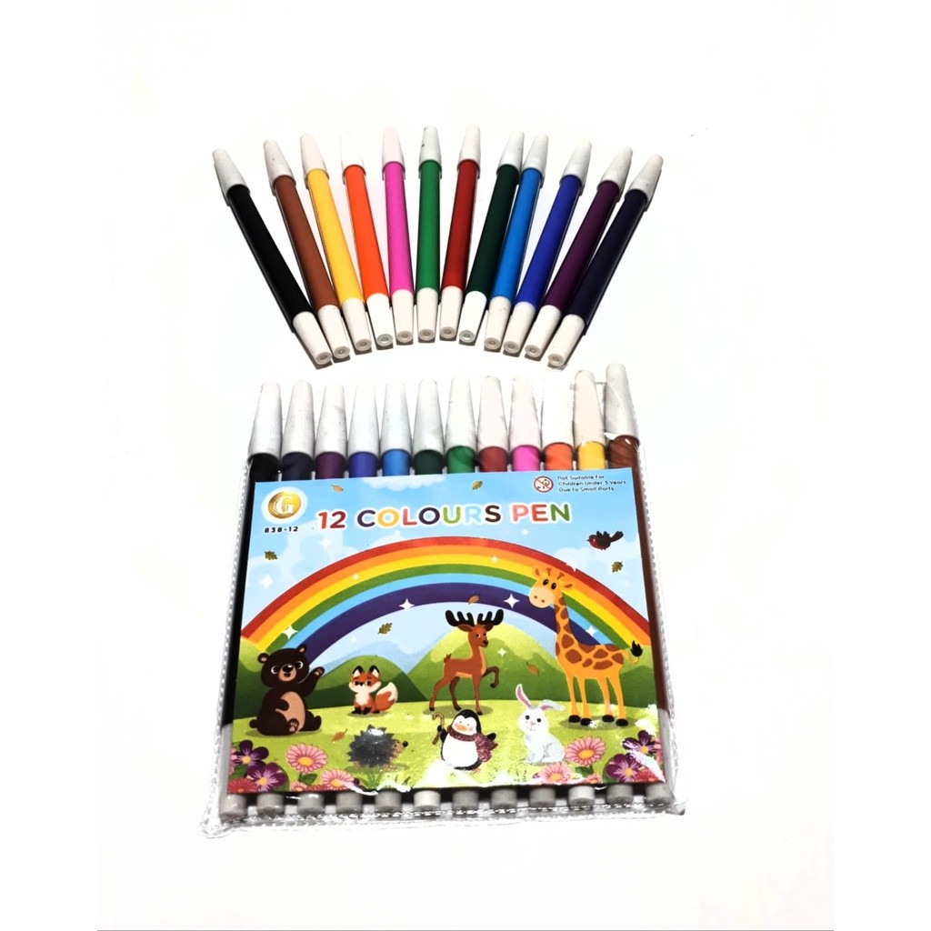 

Harga Grosir (1Dus/12packs/144pcs ) Spidol Warna Coloring Marker 838-12