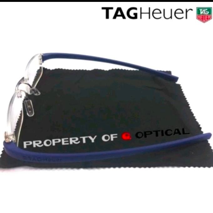 Limited Kacamata Frame Pria Titanium Rimless Tag Heuer Th5069_C2 Silver Blue